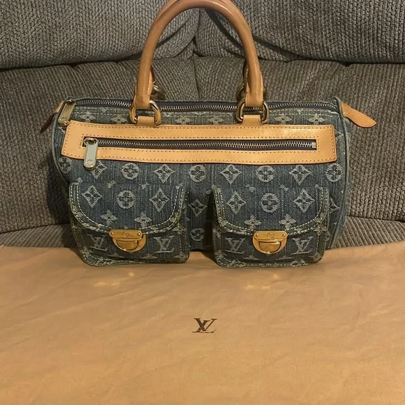 Designer Monogram Denim Neo Speedy Satchel - Picture 1 of 12